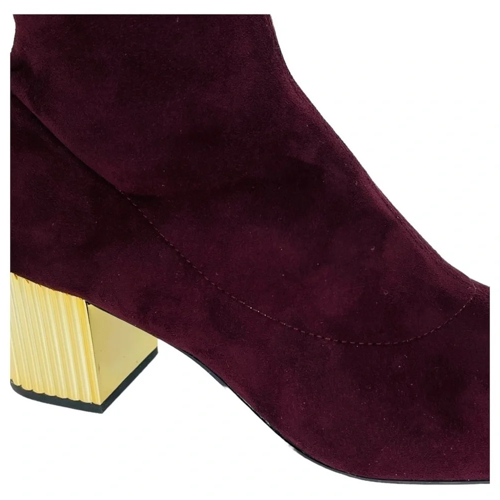 Michael Kors Porter Mid Shaft Merlot Microsuede Womens Ankle Boots Size 7.5M